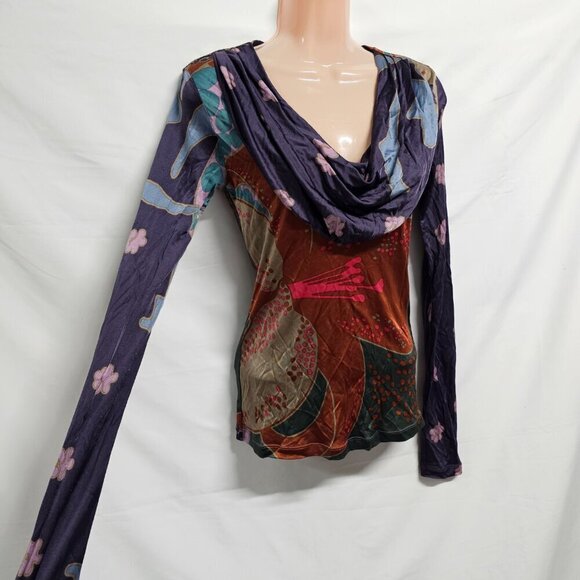 Pollini Made in Italy Cowl Neck Top Blouse Shirt Women Size 8 Long Sleeve - Picture 5 of 15